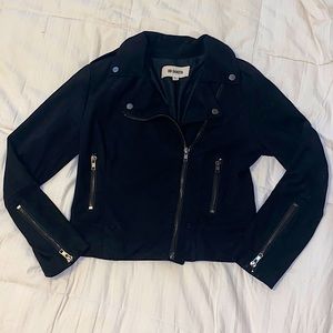 Black BB Dakota Suede Moto style Zip-up Jacket